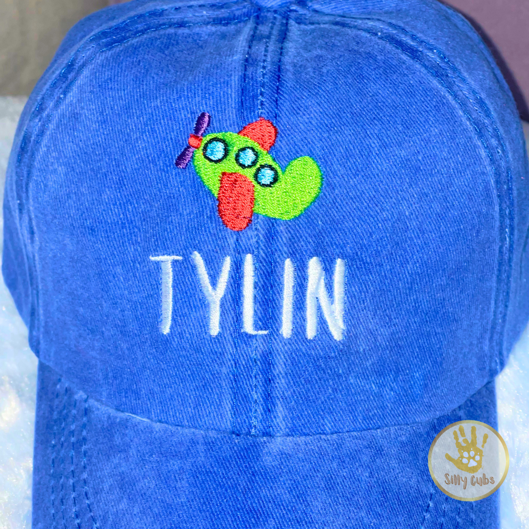 Custom Toddler Children's Hat with Airplane Embroidery Design