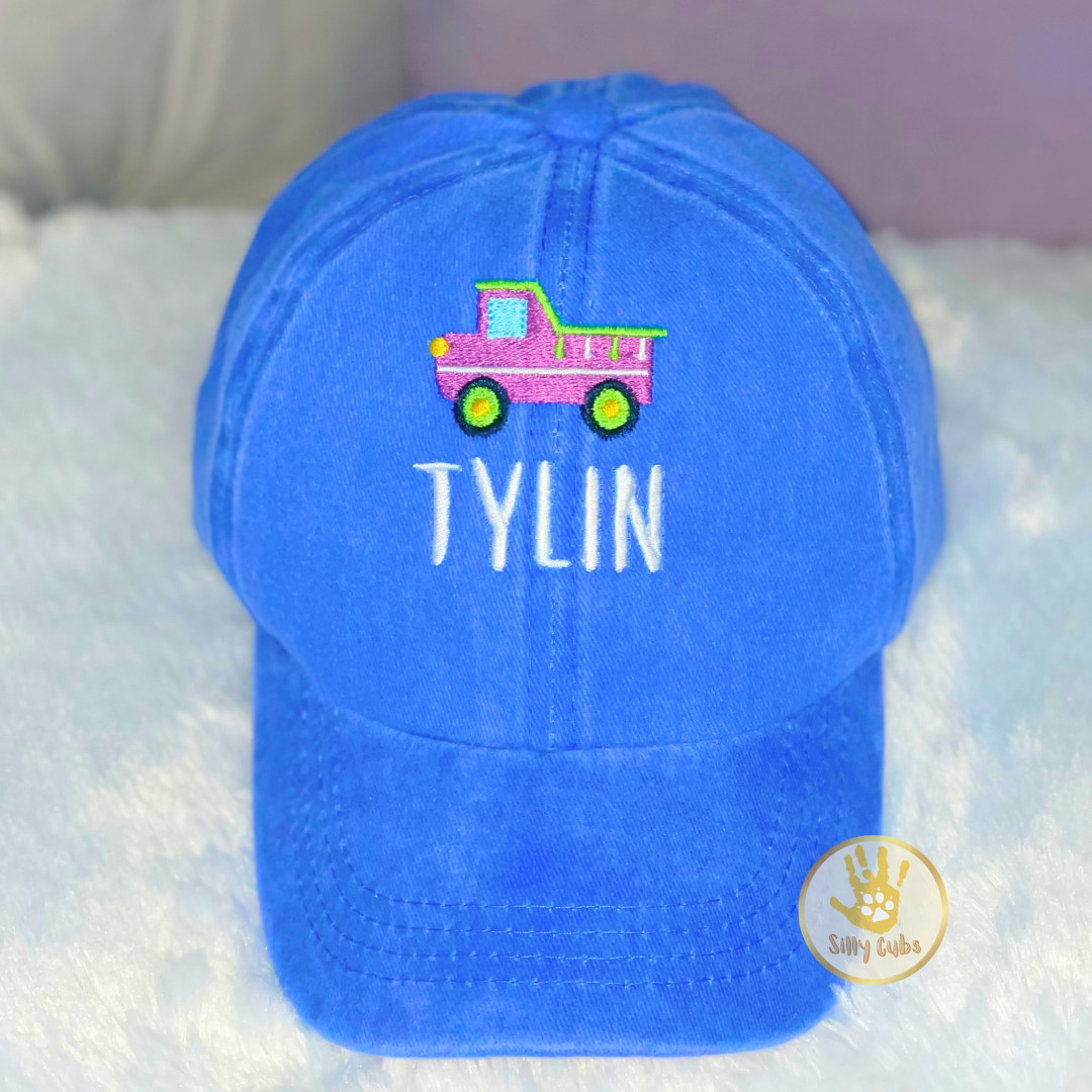 Custom Toddler Children's Hat with Truck Embroidery Design