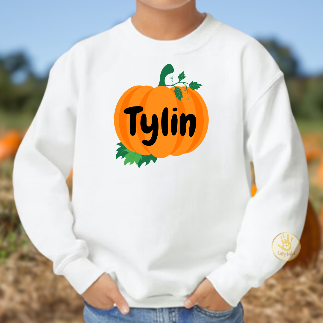 Custom Boy Pumpkin Sweatshirt for Halloween, Pumpkin Patch, Thanksgiving