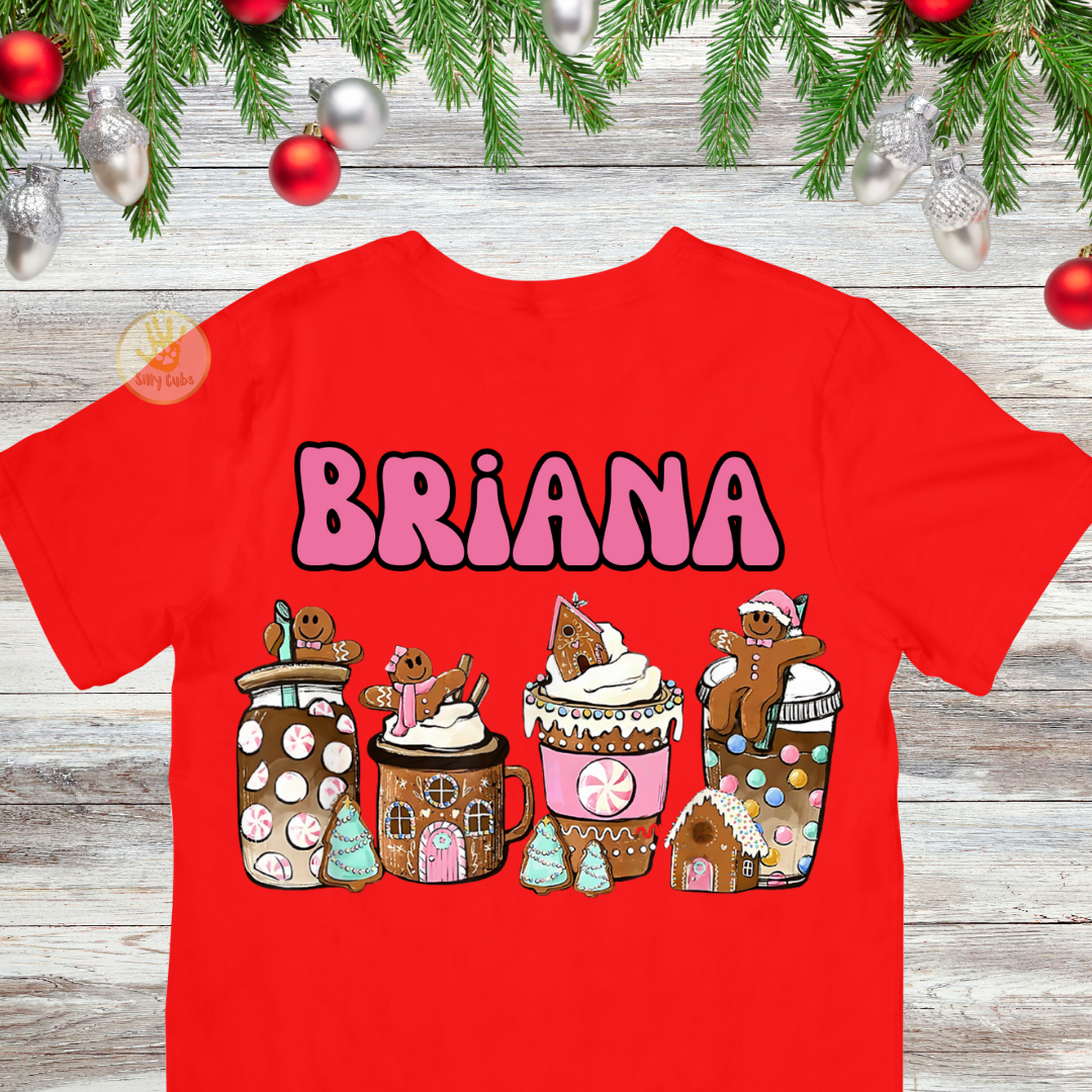 Custom Christmas Gingerbread Coffee Cup Mama Shirt