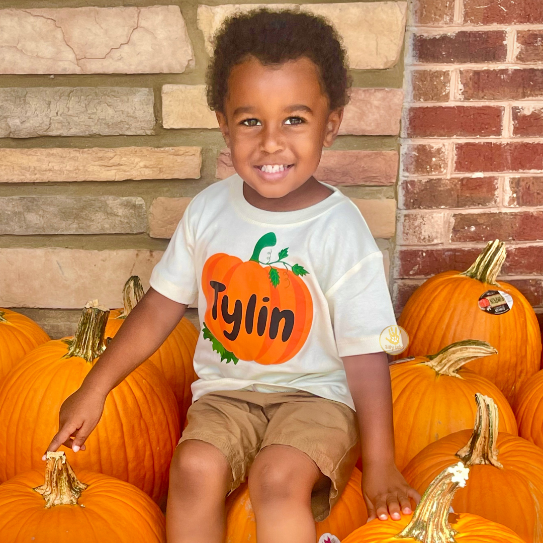 Custom Boy Pumpkin Shirt for Halloween, Pumpkin Patch, Thanksgiving